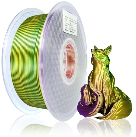 SHANHUI 3D Drucker Filament, Tri-Colors Coextruded, 1,75 mm (+/- 0,02 mm), 2,2 LBS (Gold-Fuchsie-Grün)
