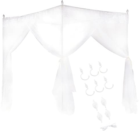 KIMISS Bettvorhang Betthimmel Weiß Polyester Luxus Prinzessin DREI Seitenöffnungen Bettvorhang Baldachin Netting Moskitonetz Bettwäsche (L) (120 * 200 * 200)
