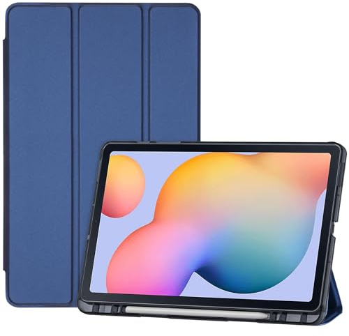 ProCase Funda para Galaxy Tab S6 Lite 10.4 2024 2022 2020 con Soporte para S Pen (SM-P620/P625/P613/P619/P615/P610), Funda Trifold, TPU Suave Translúcida, Despertar/Reposo Automático - Azul Marino
