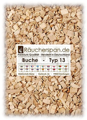 Premium Räucherchips Buche Typ 13 grob 6-12mm für Barbecue und Heißräuchern, 15kg