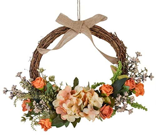 Facynde Türkranz Künstliche Blumen Metallring Eukalyptus Girlande Frühlingskranz Türkranz Künstliche Ganzjährig Haustür Modern Deko Blumenkranz Wandkranz Künstliche Hortensie Girlande