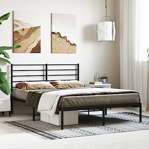 TREISL Bettgestell aus Stahl, 120 x 200 cm, Schwarz, Bettgestell aus Metall, Bettgestell, Bettgestell, Einzelbett, bequeme Bettmöbel, für Schlafzimmer, Einzelbett, modern