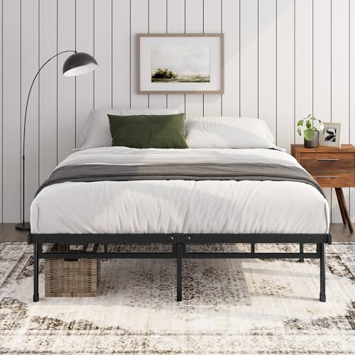 Zinus Justin Lit 140 x 200 cm – Hauteur 36 cm avec Espace de Rangement sous Le lit – Plateforme en métal – Noir