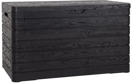 Toomax Dolomiti 970L Werkzeugkiste 146x82x85h cm Holzoptik schwarz aus robustem Kunststoff UV-beständig Loch für Vorhängeschloss Outdoor
