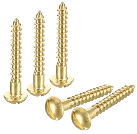 QUARKZMAN 40 Pièces Vis à Bois M4 x 30mm à Tête Ronde Fendue en Laiton | Vis Autotaraudeuses pour le Travail du Bois
