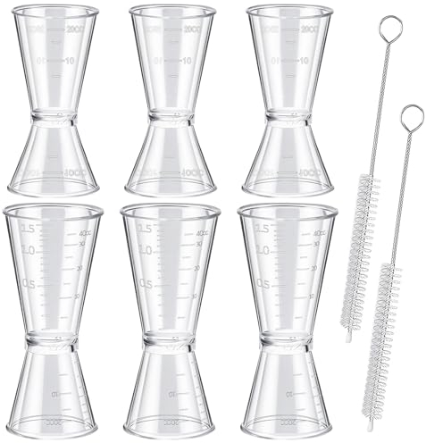 Volhuluk 6 Pcs Cocktail Jigger Vaso Doble, 10ml 20ml 40ml Vaso Medidor Cocktail de Plástico, Vaso Medidor para Cócteles, Jigger de Cóctel