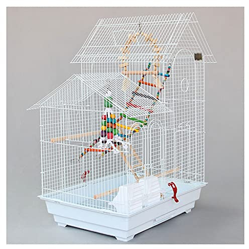 DLAZUM Solider Vogelkäfig mit Doppeldach, Papageienkäfig, Brutgruppe, Vogelkäfig, Papageienkäfig, groß, mit Futterspender, Haustierspielzeug, geeignet für Finken und Tauben, kleine Papageienvoliere