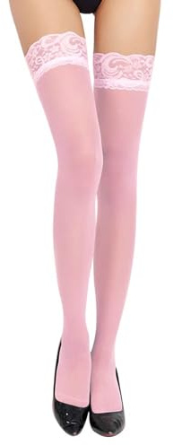NXNB Bas sexy noirs d'été antidérapants en dentelle et silicone ultra fins au-dessus du genou, rose, taille unique