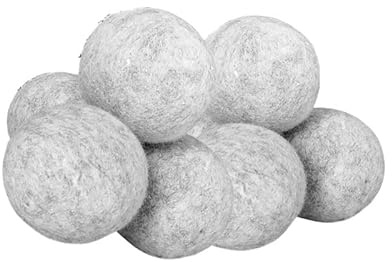 Wisafory 6 Stück Trocknerbälle Wolle Trocknerkugeln Filzbälle Daunenjacke Trocknerball Waschkugel Wiederverwendbar Natürlich Wolltrocknerbälle Dryer Balls für Wäschetrockner Hellgrau 7cm