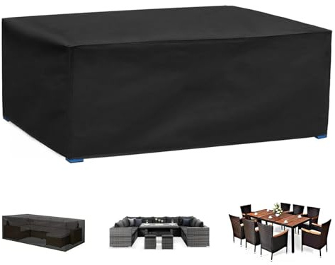 ZHMANLUCK Extra Large Outdoor Furniture Covers Waterproof 320x200x85cm/LxWxH 600D Rattan Furniture Oxford Patio Furniture Cover for Table/Chair/Sofa