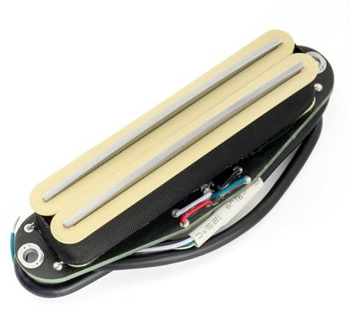 Musiclily Pro ST-DPLC Keramik Rail Blade Humbucker Tonabnehmer im Single Coil Format Pickup 6,2K für Strat Style E-Gitarre, Creme Korpus Chrom Rail