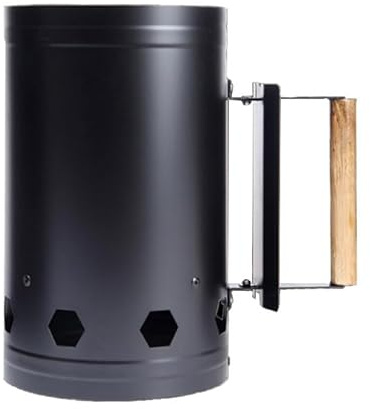 Barbecue Charcoal Chimney Starter for Lumpwood, Briquettes, Quick Fire Lighter with Handle (black)