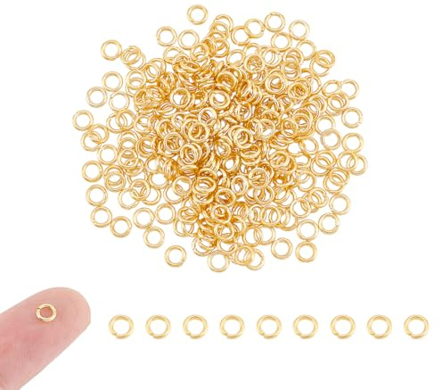 UNICRAFTALE 300 Stück 18 Karat Vergoldete Offene Biegeringe 304 runde Ringe Aus Edelstahl 4mm Goldener Biegering Metallverbinderringe Für DIY Ohrring Armband Anhänger Schmuckzubehör