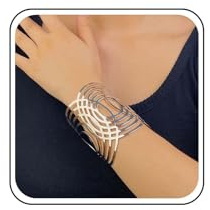 Xduargs Vintage Cuff Bracelet, Silver, One Size, Polished Zinc, Lobster Claw Clasp, Adult, Punk Style, Wide Band, Open Cuff, Perfect for Daily Use and Special Occasions