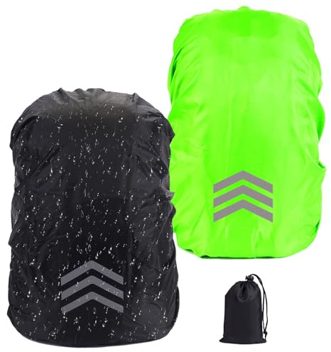 2 Pièces housse sac a dos impermeable, 18 - 30l réfléchissant protege sac a dos pluie protège sac à dos imperméable avec sac de rangement housse étanche pour la randonnée, le camping et le vélo