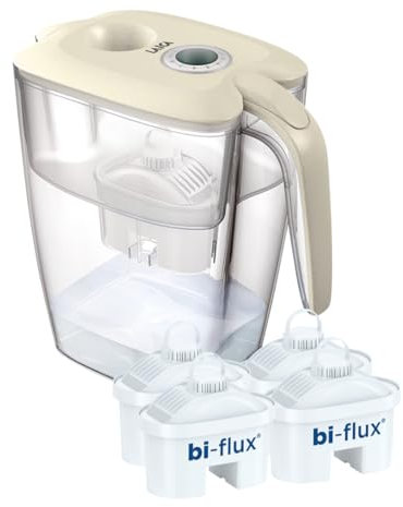 Laica Caraffa Filtrante BIG Roma - Blu - 3,7L - 4 Filtri bi-flux incluso, Preserva i sali minerali e Riduce le sostanze indesiderate - Capacità XXL - Timer Manuale- Sicurezza Made in Italy