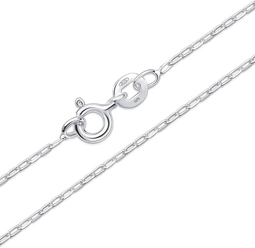Amberta Solid 925 Sterling Silver Chain for Women Men | Super Thin Dainty & Sturdy Box Curb Singapore Beaded Snake Paperclip Necklace Delicate 16/18/20/22/24 inch: 20 inch Paperclip Chain Necklace