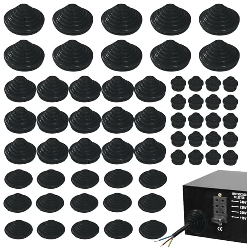 Menibeuty 60 Piezas Arandelas de Goma Forma de Torre, 10mm/20mm/25mm/30mm Duradero Ojales de Goma, para Proteger Cables, Enchufes y Cables