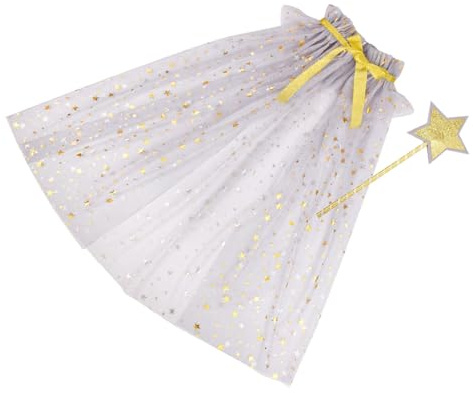 1 ensemble baguette magique et cape en tulle pour filles - Accessoires de photographie pour cosplay imaginatif et séances photo à thème - Cape à encolure réglable