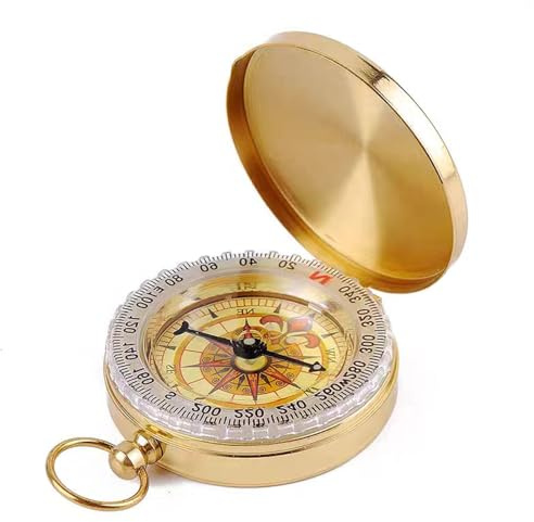 DOETYD Brass Compass for Outdoor Survival,Waterproof Pocket Compass for Navigation Camping Hiking Military Map Reading Tools