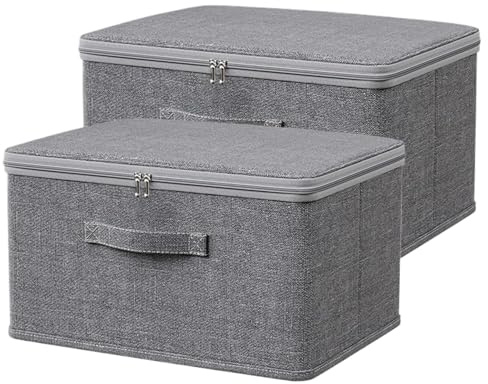 XUQEAYWD Lot de 2 boîtes de rangement en tissu - 40 x 30 x 21 cm - Boîtes de rangement pour armoire, étagères, armoire, panier - Boîte de rangement couverte pour la maison, les vêtements