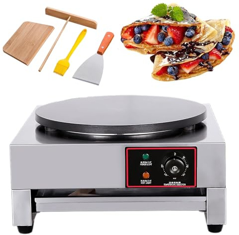 GYKOZY Crêpière électrique de 40 cm, Machine à crêpes Commerciale, plaques de Cuisson antiadhésives, Plaque chauffante en Acier Inoxydable à contrôle de température réglable (1)
