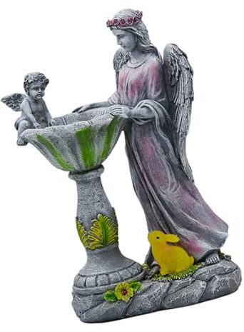 Fontana in resina solare che si illumina ornamento per interni ed esterni decorazioni da giardino figura ornamento bagno per uccelli scultura in resina all'aperto