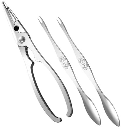 POPETPOP Outils pour Déguster Le Crabe Acier Inoxydable Pince à Crabe Et Fourchettes à Fruits De Mer Ergonomiques Antidérapantes Casse-crustacés Résistant Et Pratique pour Fruits De Mer