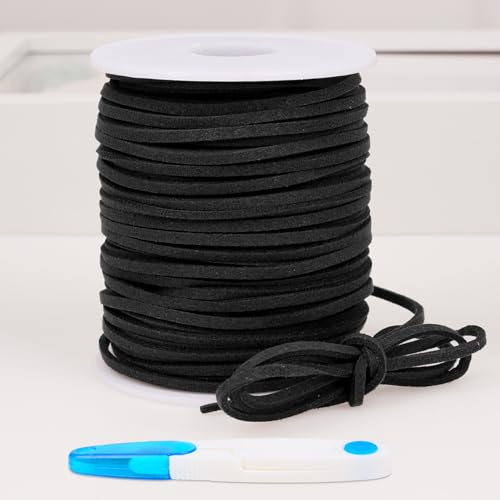 Rdlobu Lederband Schwarz, Lederschnur Veloursleder, Lederband für Ketten | Basteln Lederbänder, Lederschnüre für DIY Armband Halskette, Handgemachte Handwerk Basteln Schmuck Handwerk