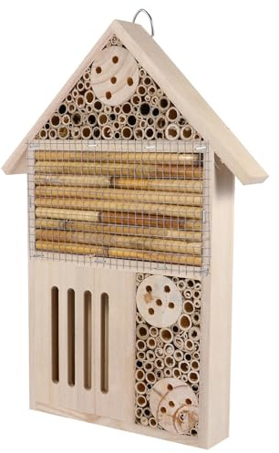 Gogogmee Bienenhaus mit Glatten Röhren und Überlappendem Dach Einzigartiges Insektenhotel für Terrasse und Garten als Dekoratives Bienenschutznest