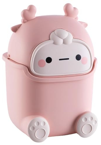 Uanqfegy Mini Plastic Trash Can - 2 Liter Cute Bedroom Desk Bin, Kids Trash Can for Dressing Table