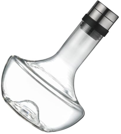 ULDIGI Decanter per Vino e Whisky da 1000 Ml in Vetro Portatile Fondo Incavato e Design Curvo per Aerazione Rapida per Uso Domestico e Bar
