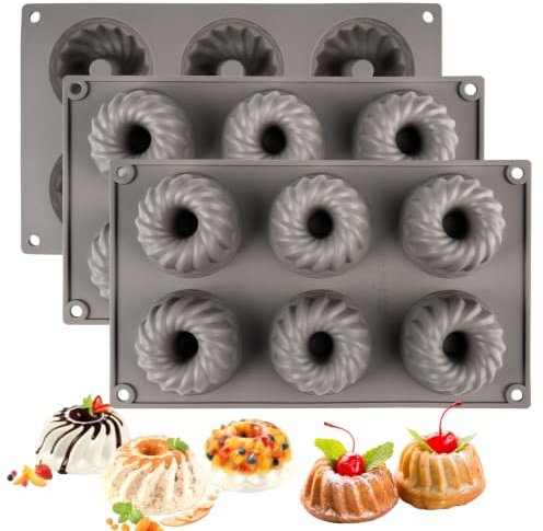 3 stycken mini Gugelhupfform silikon, 6 tråg Gugelhupfform liten