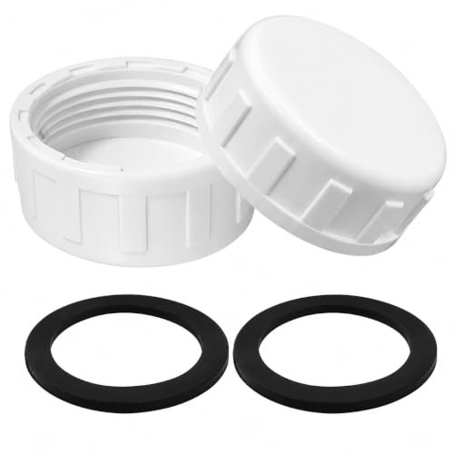 2 Pcs Blanking Cap with Washer, Female Threaded Leak-Proof Drain Blanking Cap for Washing Machine Kitchen Bath Laundry Waste Pipes (50mm White)