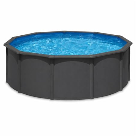 Nix Pool Piscina Desmontable de Acero Antracita para jardín con depuradora y Escalera (Premium - 550 x 120 cm)