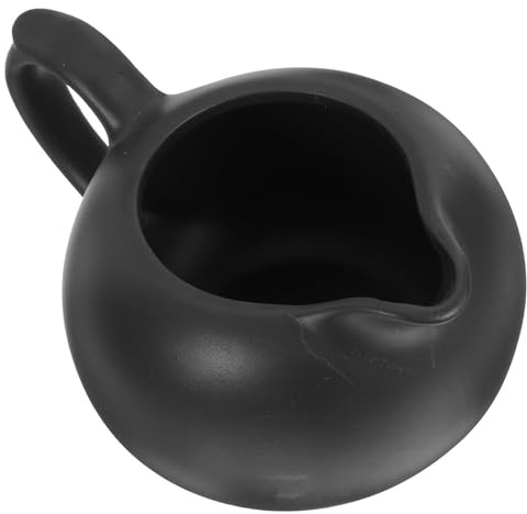 EXCEART Salsera Pequeña de Cerámica Negra Boquilla Única para Dispensar Leche o Jarabe en Casa y Hotel, Diseño Funcional y Elegante para Uso Diario
