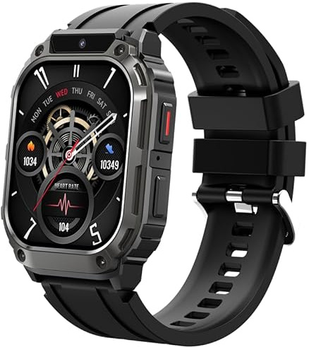 DIAWAY Smartwatch 4G con SIM Card, Android Smart Watch Q80, 1,96 AMOLED GPS, Wi-Fi, Bluetooth, Fotocamera, Videochiamata, Frequenza Cardiaca, SpO2, Monitor Sonno, IP68, 2GB RAM 16GB ROM, Nero