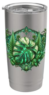 Monstera Fern Tropical Leaves Botanical Art Stainless Steel Insulated Tumbler
