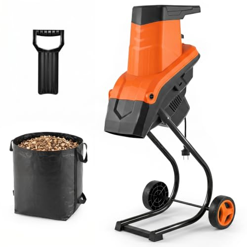 COSTWAY Biotrituratore Elettrico 2500 W, Cippatore Trita Legno (Arancione)