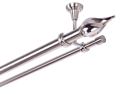 ASTA PER TENDA 25/16 mm 2 di Corsa Fissaggio a Soffitto Acciaio Inossidabile Effetto Metallo, 320