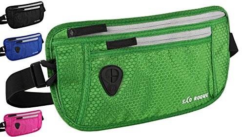SAO ROQUE ® Bauchtasche Damen Herren, Reisepasshülle Gürteltasche Reise Gadgets mit RFID Blocker, Hüfttasche stylisch, Geldgürtel flach (Schwarz)