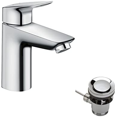 hansgrohe Waschtischarmatur MyCube, Wasserhahn Bad mit Auslauf Höhe 100 mm, mit Zugstange, Badarmatur wassersparend, Chrom