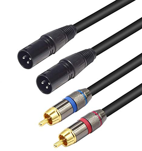 LoongGate Dual-XLR auf Cinch-Kabel, strapazierfähig, 2-XLR auf 2-RCA-Audiokabel, Stereo-Anschluss, Mikrofon-Patchkabel XLRM 1.5m