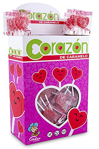 Caramelos Cerdán - Piruletas Mini Corazón Sabor Cereza | Estuche de 200 Unidades | Caramelo Duro con Palo sin Gluten ni Alérgenos | Ideal para Fiestas, Eventos y Cumpleaños