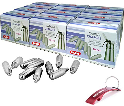 Bricolemar IBILI - Caja de 120 Cargas para sifon de Nata Ibili Kabra (12 Paquetes de 10 Cargadores)