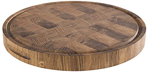 APS 816 Buffetbrett aus geöltem Eichenholz, ∅ 39 cm, H: 4,5cm, Holzbrett mit Saftrinne, Käseplatte mit Antirutsch-Füßchen und Griffmulden, ohne Haube