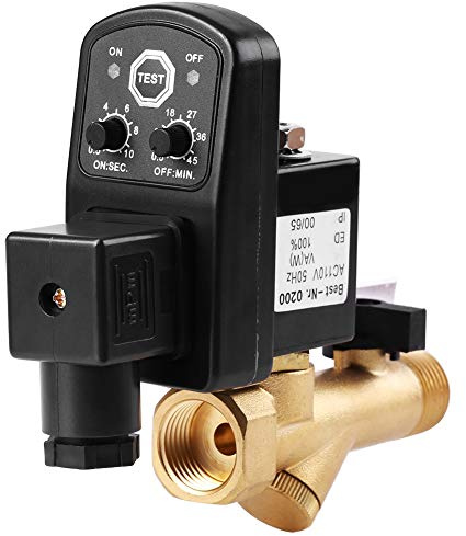 Compras Locas Válvula solenoide de Agua, G1/2 DN15 Válvula de Drenaje temporizada electrónica automática para la gestión de condensado del compresor de Aire(AC230V (Opcional)