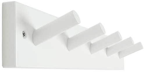 SKOLOO Wooden Wall Mounted Coat Rack,16'' Hole to Hole, 5 Pegs Bamboo Wall Hook for Hanging Clothes Robes Towels Hats,White