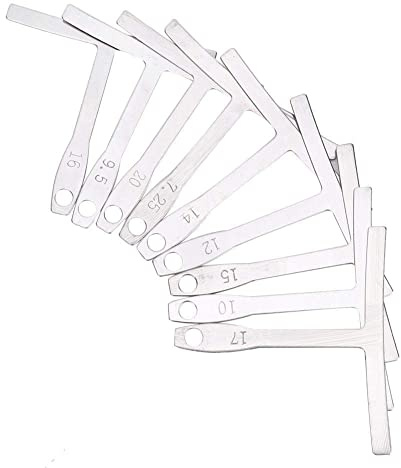 Medidor de radio de guitarra de 9 piezas, herramienta luthier multiusos, regla de medición del diapasón para guitarra acústica, eléctrica o bajo, puente sillín en forma de T