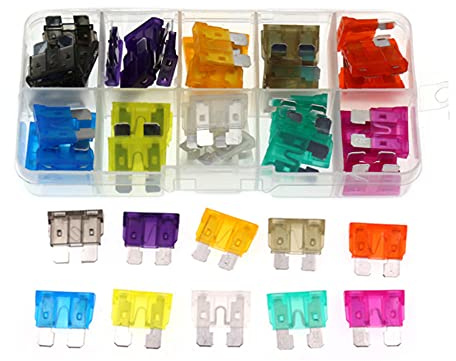 100 fusibles de hoja de coche, fusibles estándar (2.5/3/5/7.5/10/15/20/25/30/35A) para repuesto de fusibles automáticos